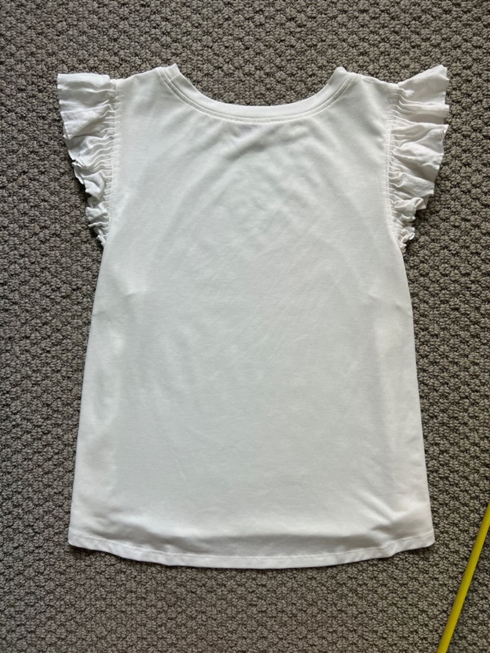 Democracy White Ruffle Sleeve Tank Top Shirt with Frill Shoulders size Small - Picture 5 of 5